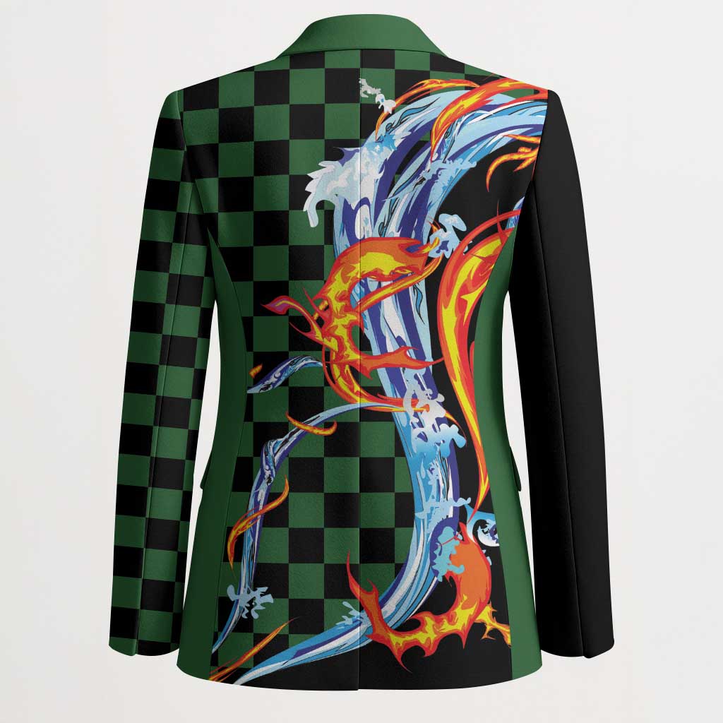Japanese Asanoha Pattern Blazer Sun Flame Slayer Dragon Hinokami Kagura Spirit LT9 - Polynesian Pride