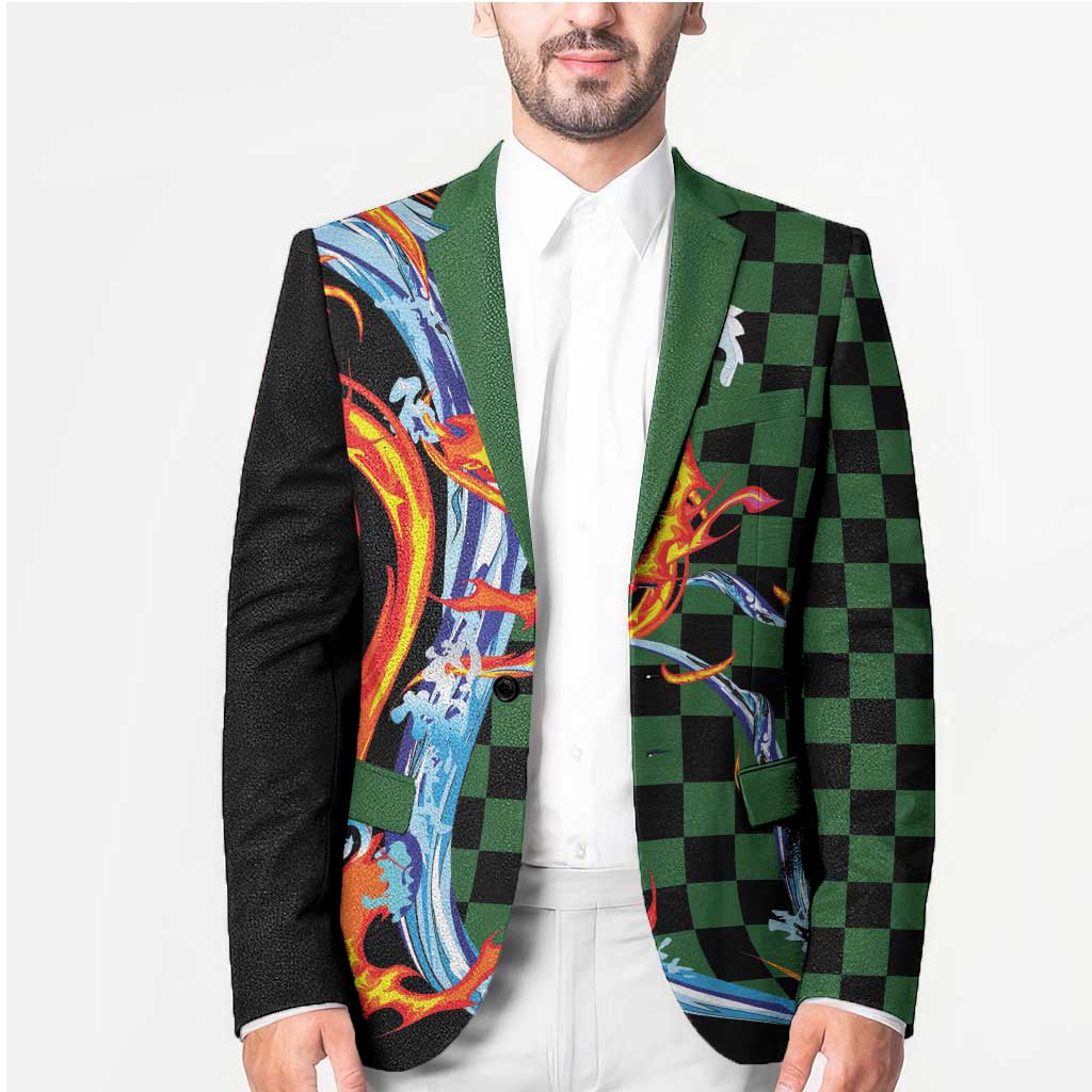 Japanese Asanoha Pattern Blazer Sun Flame Slayer Dragon Hinokami Kagura Spirit LT9 - Polynesian Pride
