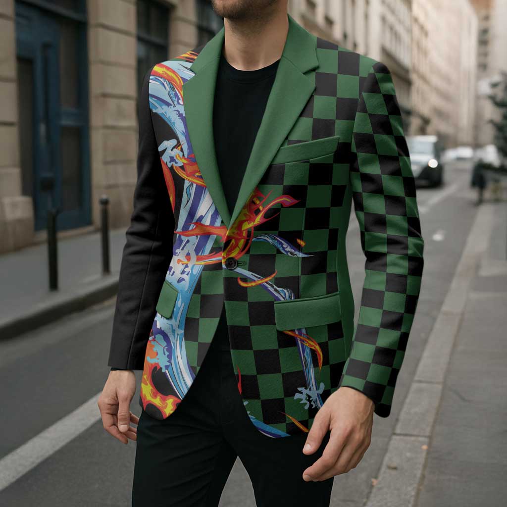 Japanese Asanoha Pattern Blazer Sun Flame Slayer Dragon Hinokami Kagura Spirit LT9 - Polynesian Pride