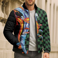 Japanese Asanoha Pattern Bomber Puffer Jacket Sun Flame Slayer Dragon Hinokami Kagura Spirit - Polynesian Pride