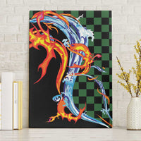 Japanese Asanoha Pattern Canvas Wall Art Sun Flame Slayer Dragon Hinokami Kagura Spirit LT9 Without Frame Green - Polynesian Pride