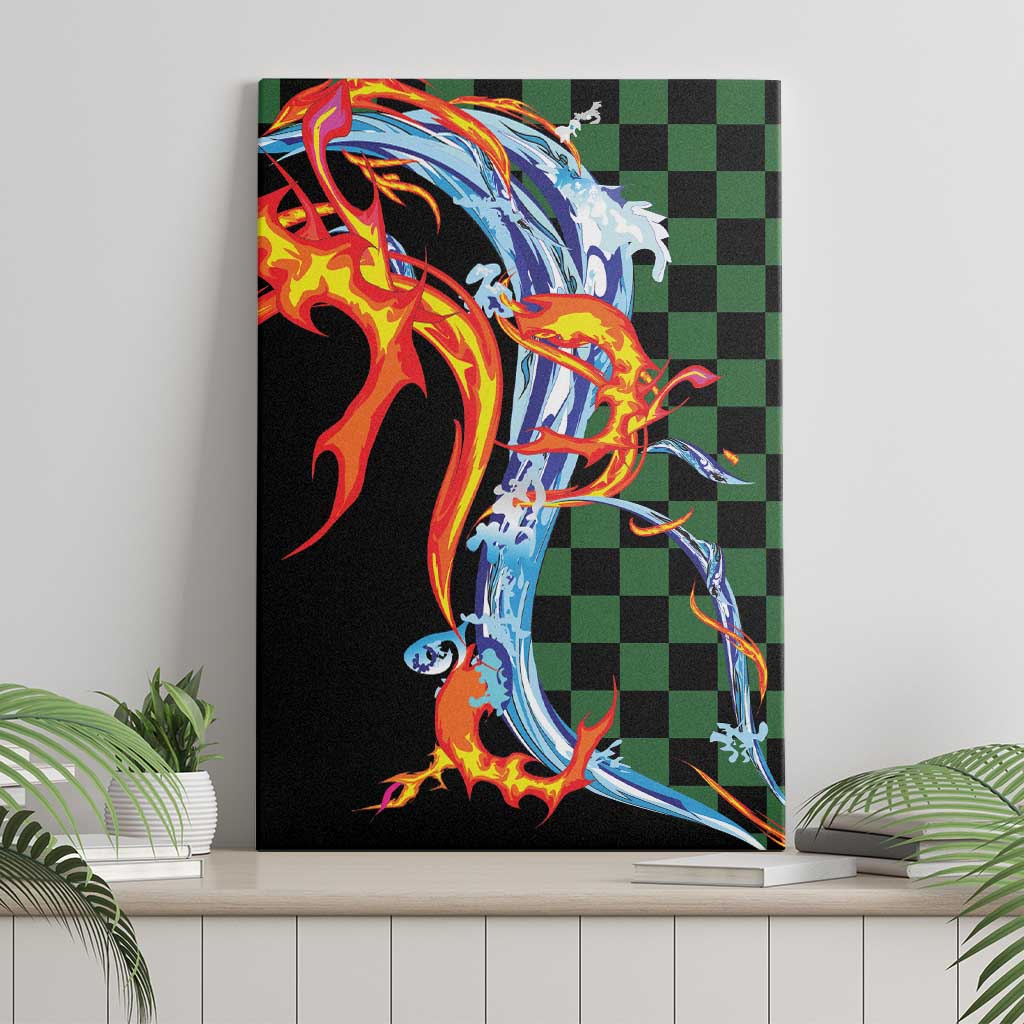 Japanese Asanoha Pattern Canvas Wall Art Sun Flame Slayer Dragon Hinokami Kagura Spirit LT9 - Polynesian Pride