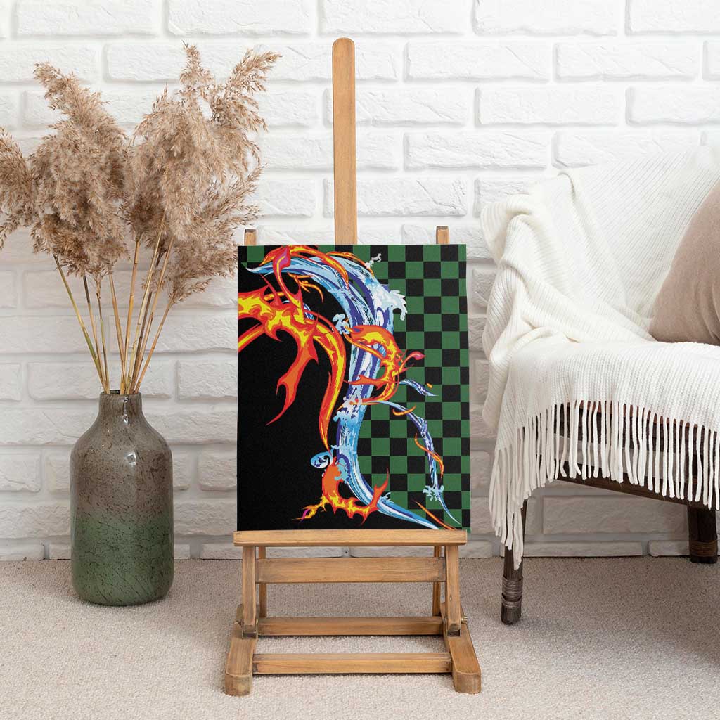 Japanese Asanoha Pattern Canvas Wall Art Sun Flame Slayer Dragon Hinokami Kagura Spirit LT9 - Polynesian Pride