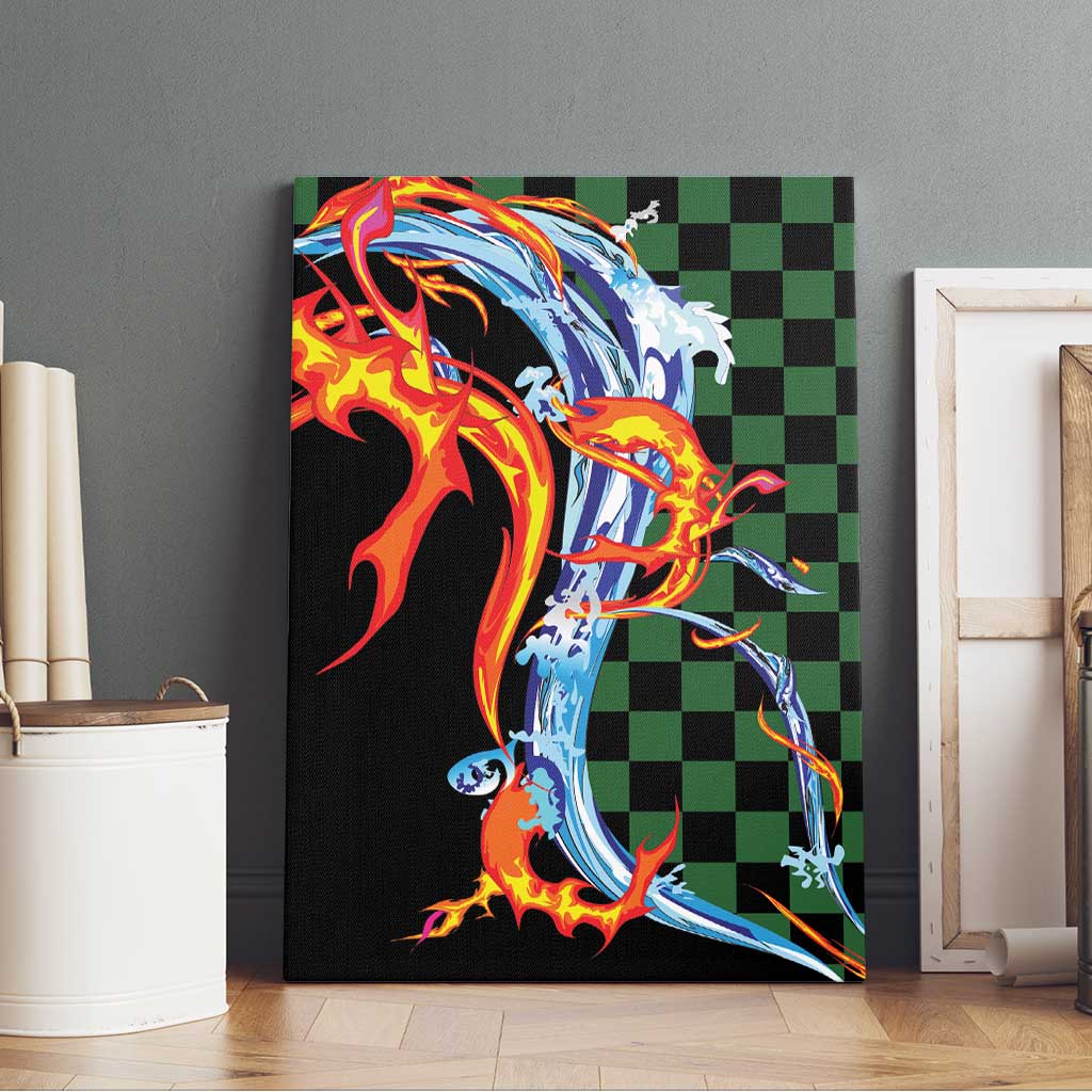 Japanese Asanoha Pattern Canvas Wall Art Sun Flame Slayer Dragon Hinokami Kagura Spirit LT9 - Polynesian Pride