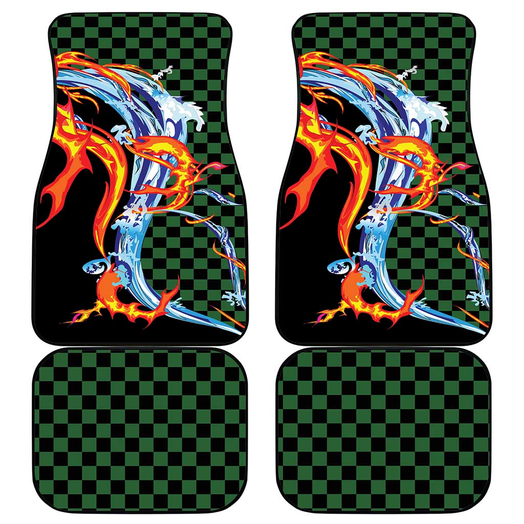 Japanese Asanoha Pattern Car Mats Sun Flame Slayer Dragon Hinokami Kagura Spirit LT9 - Polynesian Pride