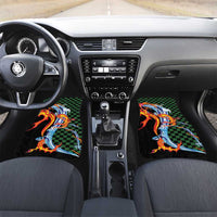 Japanese Asanoha Pattern Car Mats Sun Flame Slayer Dragon Hinokami Kagura Spirit LT9 Set 2pcs - Front Green - Polynesian Pride