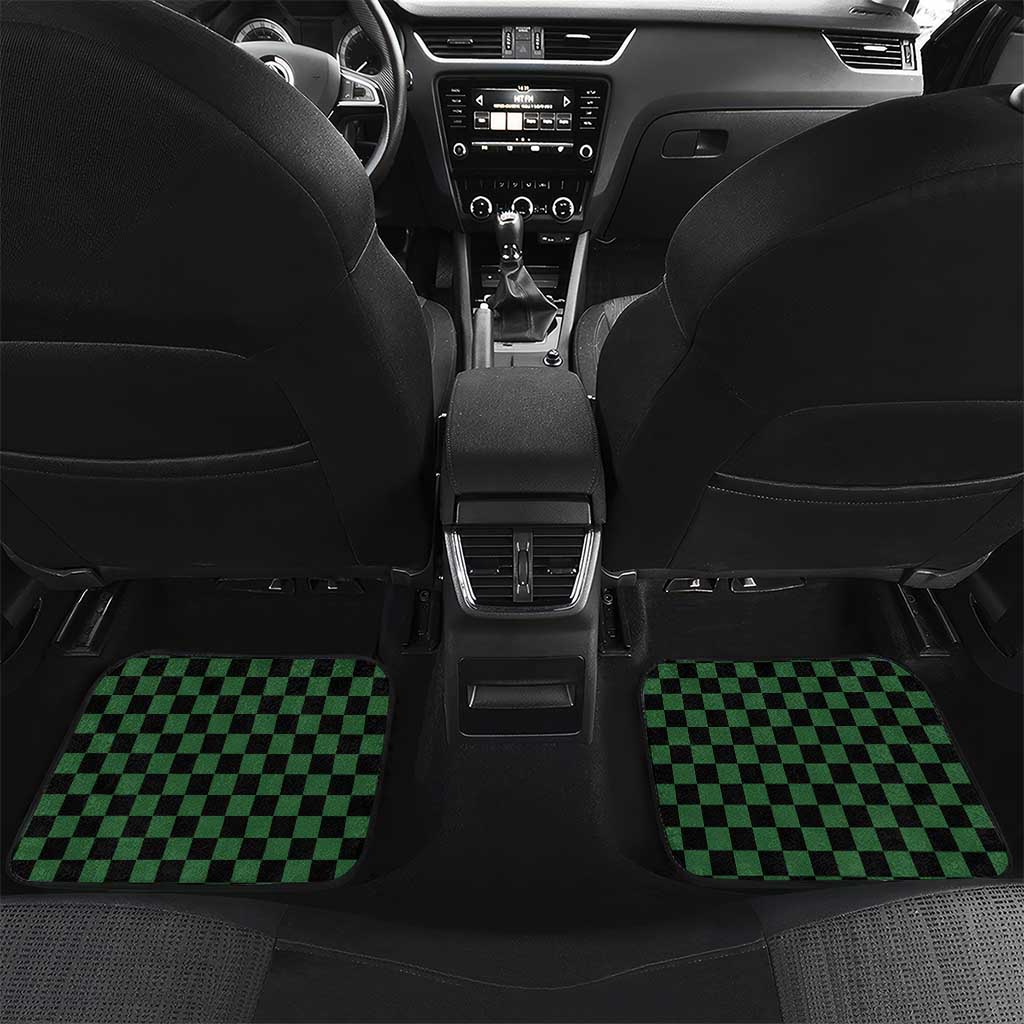 Japanese Asanoha Pattern Car Mats Sun Flame Slayer Dragon Hinokami Kagura Spirit LT9 Set 2pcs - Back Green - Polynesian Pride