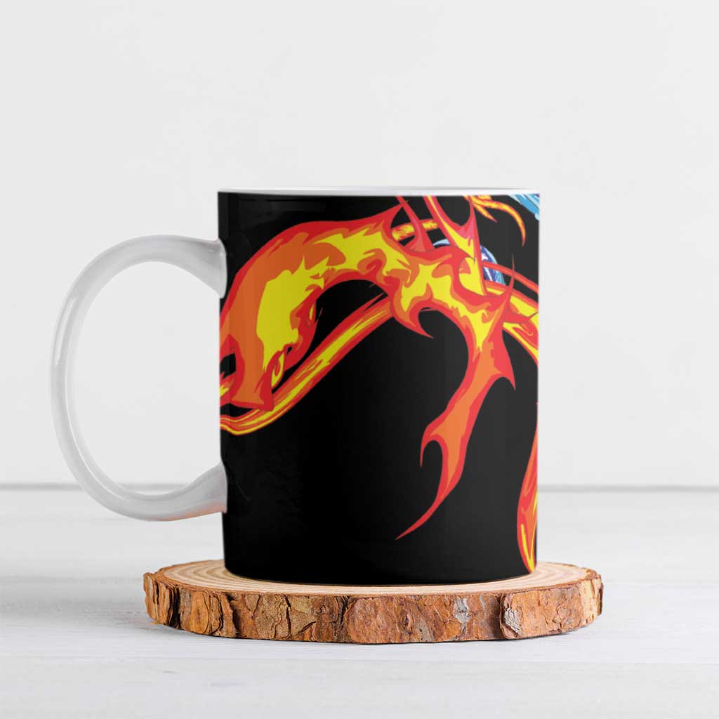Japanese Asanoha Pattern Ceramic Mug Sun Flame Slayer Dragon Hinokami Kagura Spirit LT9 Green - Polynesian Pride