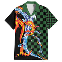 Japanese Asanoha Pattern Family Matching Long Sleeve Bodycon Dress and Hawaiian Shirt Sun Flame Slayer Dragon Hinokami Kagura Spirit - Polynesian Pride