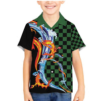 Japanese Asanoha Pattern Family Matching Mermaid Dress and Hawaiian Shirt Sun Flame Slayer Dragon Hinokami Kagura Spirit - Polynesian Pride