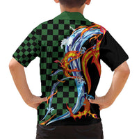 Japanese Asanoha Pattern Family Matching Puletasi and Hawaiian Shirt Sun Flame Slayer Dragon Hinokami Kagura Spirit - Polynesian Pride