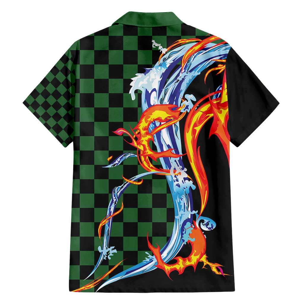 Japanese Asanoha Pattern Family Matching Puletasi and Hawaiian Shirt Sun Flame Slayer Dragon Hinokami Kagura Spirit - Polynesian Pride