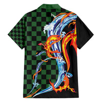 Japanese Asanoha Pattern Family Matching Puletasi and Hawaiian Shirt Sun Flame Slayer Dragon Hinokami Kagura Spirit - Polynesian Pride
