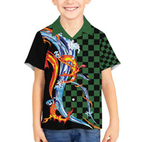 Japanese Asanoha Pattern Family Matching Puletasi and Hawaiian Shirt Sun Flame Slayer Dragon Hinokami Kagura Spirit - Polynesian Pride