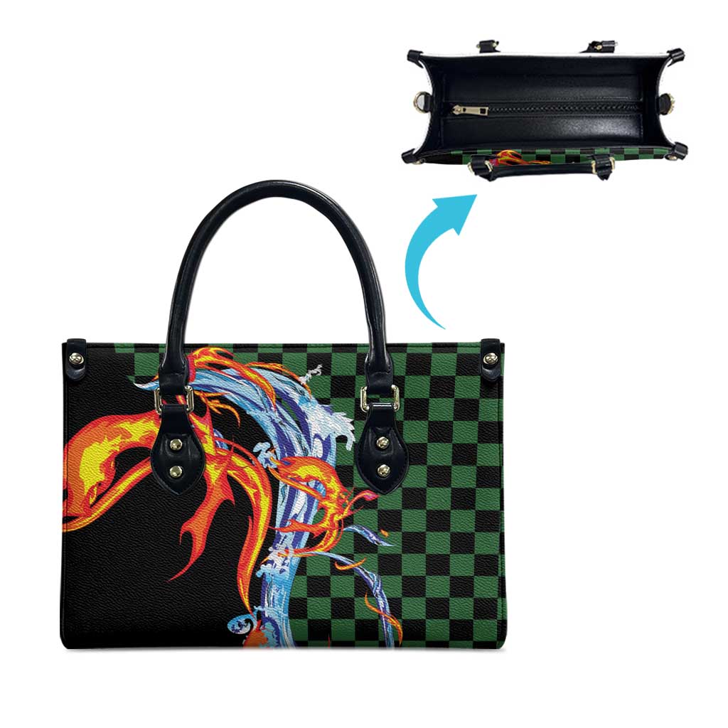 Japanese Asanoha Pattern Leather Bag Sun Flame Slayer Dragon Hinokami Kagura Spirit - Polynesian Pride
