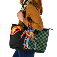 Japanese Asanoha Pattern Leather Tote Bag Sun Flame Slayer Dragon Hinokami Kagura Spirit - Polynesian Pride