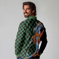 Japanese Asanoha Pattern Long Sleeve Polo Shirt Sun Flame Slayer Dragon Hinokami Kagura Spirit - Polynesian Pride