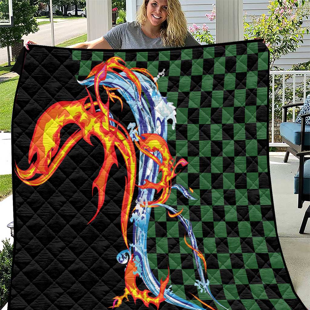 Japanese Asanoha Pattern Quilt Sun Flame Slayer Dragon Hinokami Kagura Spirit - Polynesian Pride