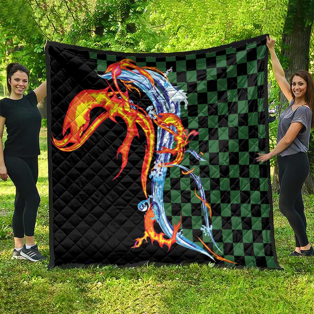 Japanese Asanoha Pattern Quilt Sun Flame Slayer Dragon Hinokami Kagura Spirit - Polynesian Pride