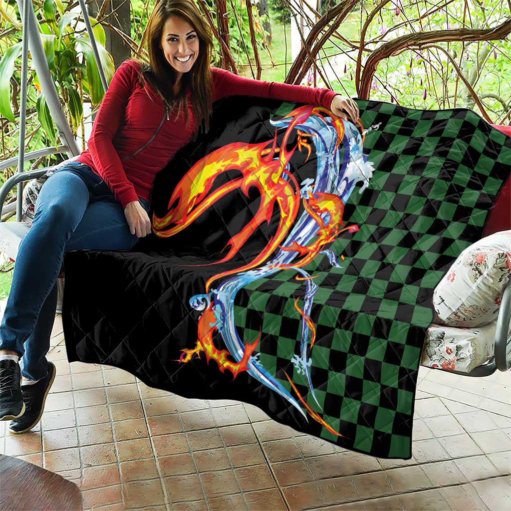 Japanese Asanoha Pattern Quilt Sun Flame Slayer Dragon Hinokami Kagura Spirit - Polynesian Pride