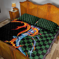Japanese Asanoha Pattern Quilt Bed Set Sun Flame Slayer Dragon Hinokami Kagura Spirit - Polynesian Pride