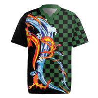 Japanese Asanoha Pattern Rugby Jersey Sun Flame Slayer Dragon Hinokami Kagura Spirit LT9 Green - Polynesian Pride