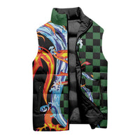 Japanese Asanoha Pattern Sleeveless Puffer Jacket Sun Flame Slayer Dragon Hinokami Kagura Spirit LT9 - Polynesian Pride
