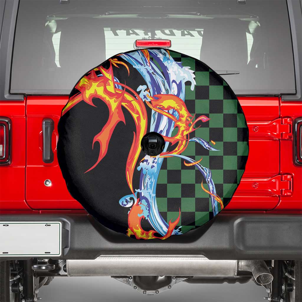 Japanese Asanoha Pattern Spare Tire Cover Sun Flame Slayer Dragon Hinokami Kagura Spirit - Polynesian Pride