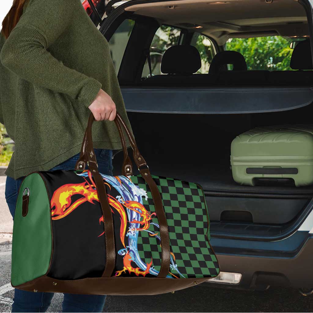 Japanese Asanoha Pattern Travel Bag Sun Flame Slayer Dragon Hinokami Kagura Spirit - Polynesian Pride