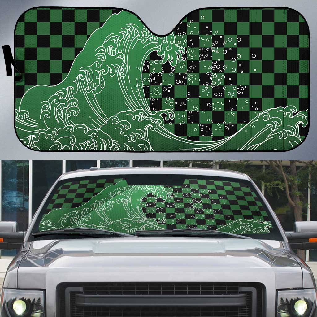 Japanese Asanoha Pattern Auto Sun Shade Water Breathing Slayer Dragon - Polynesian Pride