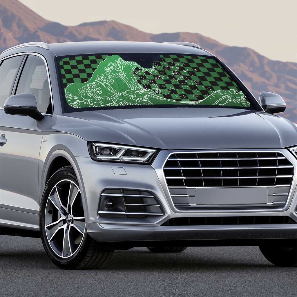 Japanese Asanoha Pattern Auto Sun Shade Water Breathing Slayer Dragon - Polynesian Pride