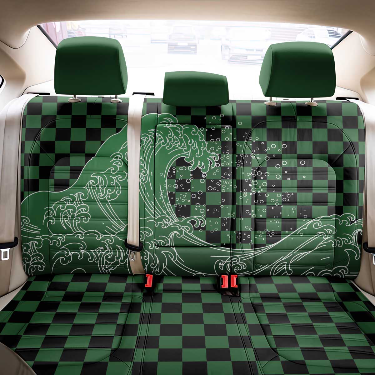Japanese Asanoha Pattern Back Car Seat Cover Water Breathing Slayer Dragon - Polynesian Pride