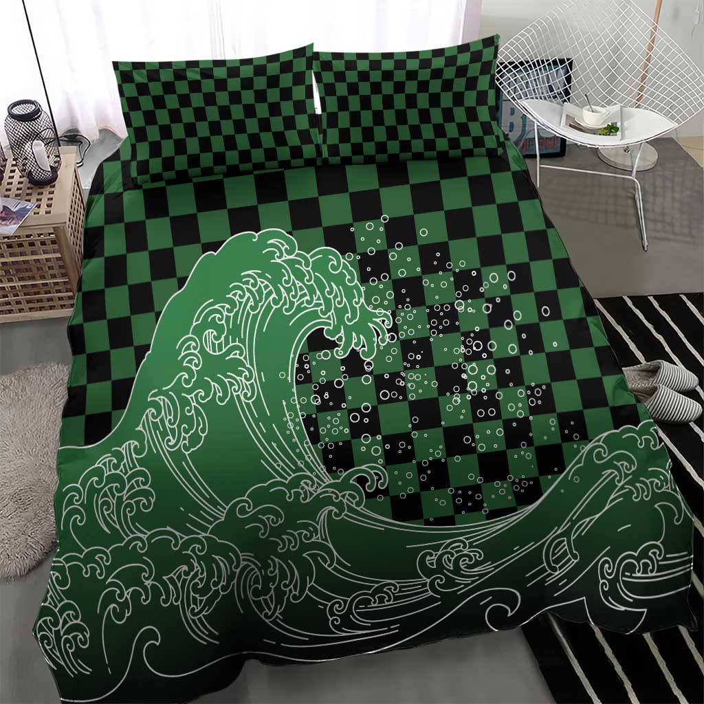 Japanese Asanoha Pattern Bedding Set Water Breathing Slayer Dragon - Polynesian Pride