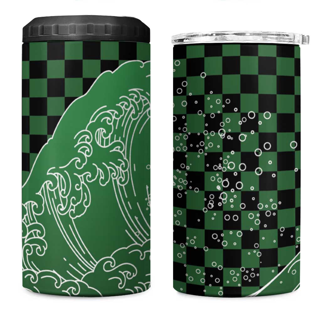 Japanese Asanoha Pattern 4 in 1 Can Cooler Tumbler Water Breathing Slayer Dragon LT9 One Size: 16 oz Green - Polynesian Pride