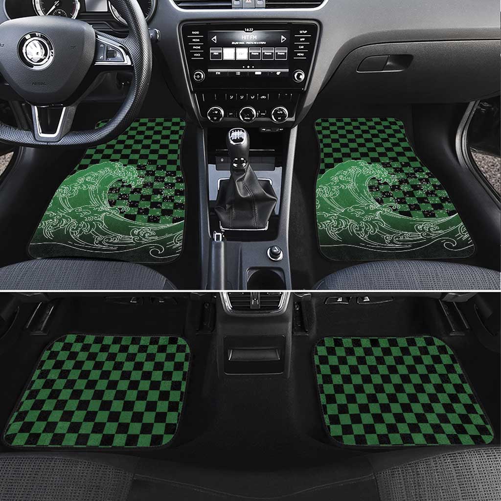 Japanese Asanoha Pattern Car Mats Water Breathing Slayer Dragon LT9 Set 4pcs Green - Polynesian Pride