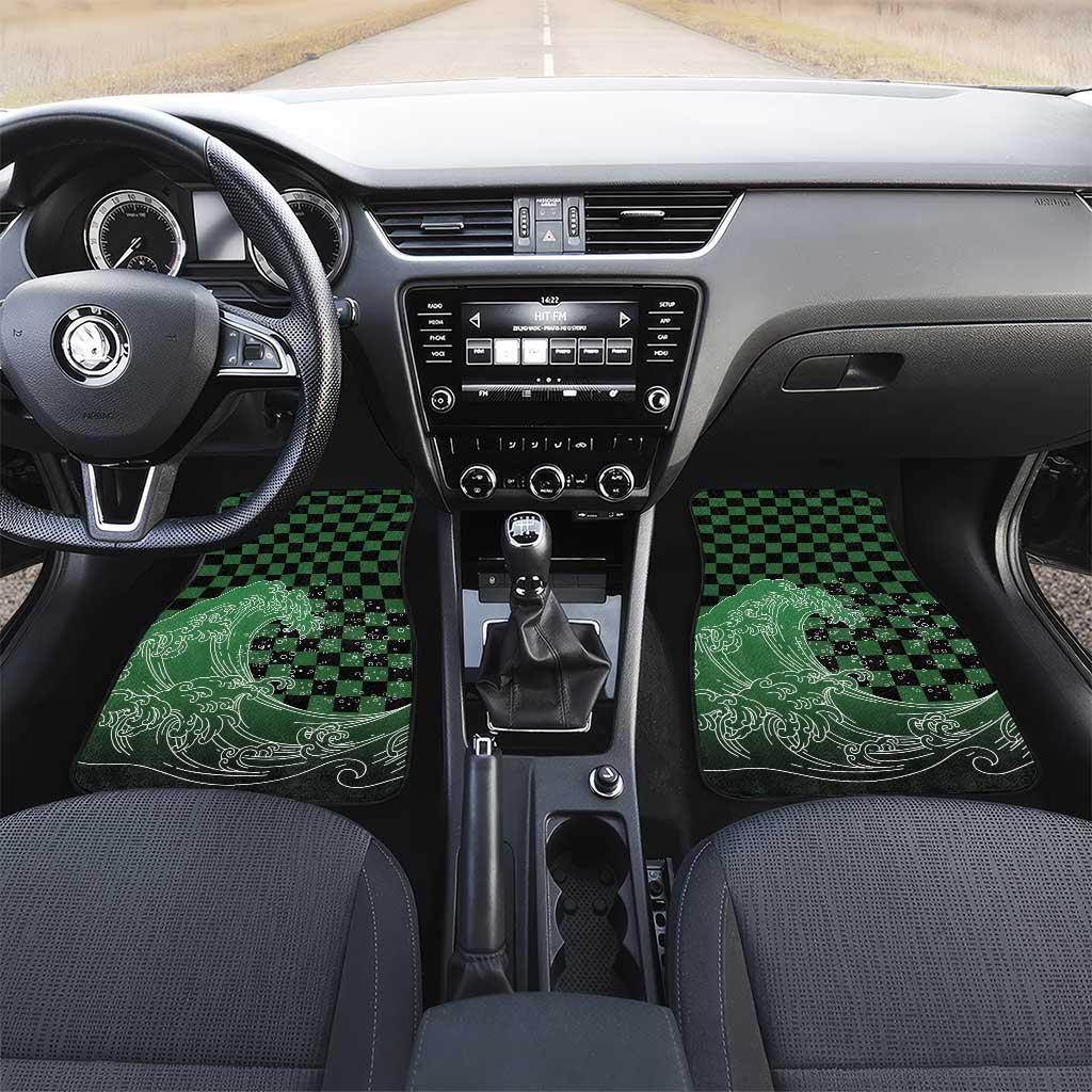Japanese Asanoha Pattern Car Mats Water Breathing Slayer Dragon LT9 Set 2pcs - Front Green - Polynesian Pride