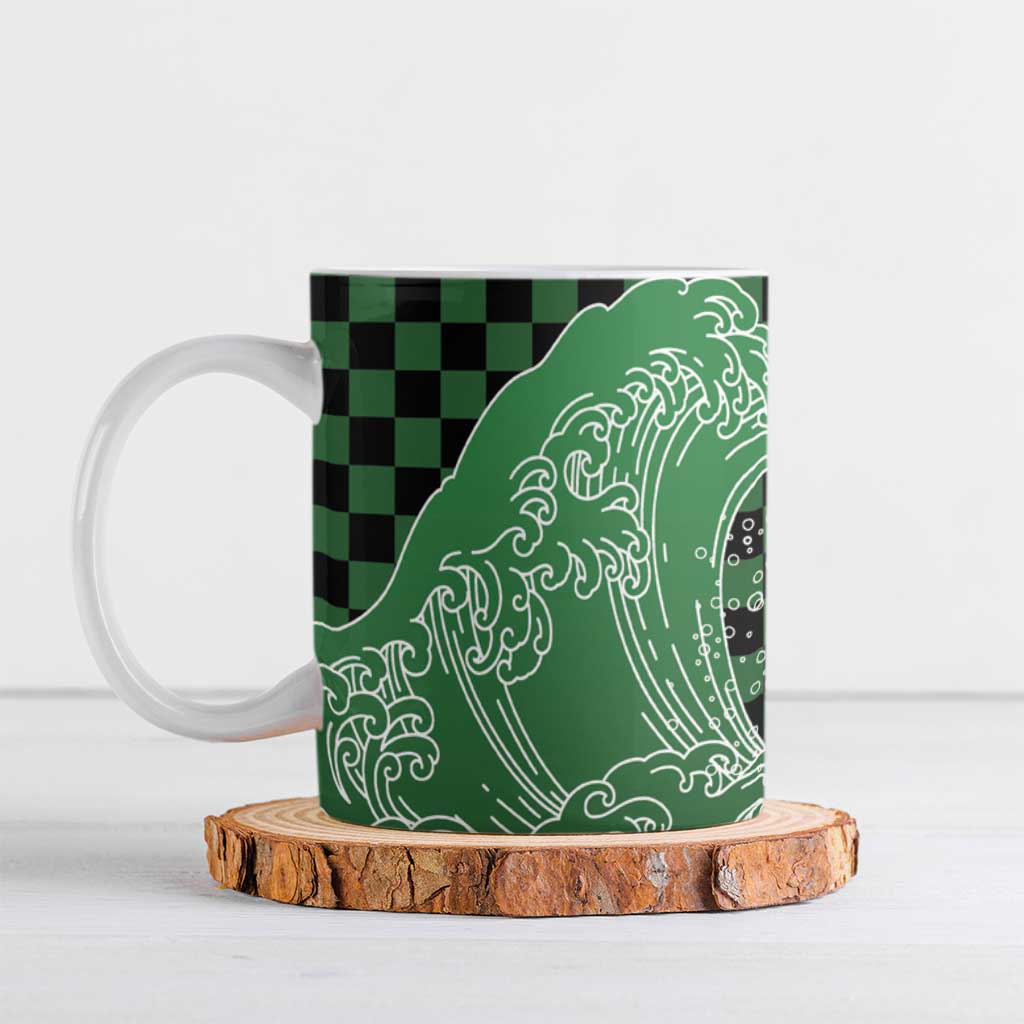 Japanese Asanoha Pattern Ceramic Mug Water Breathing Slayer Dragon LT9 Green - Polynesian Pride