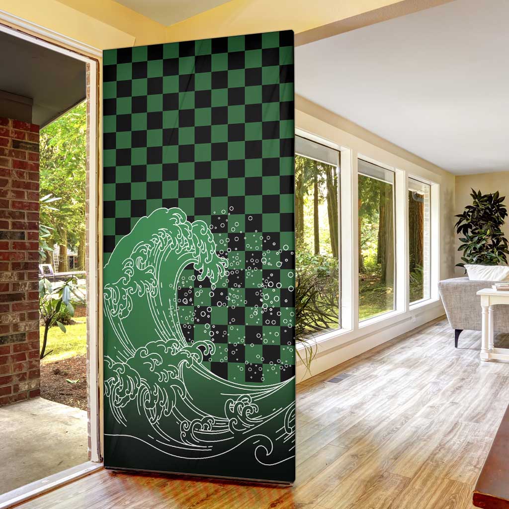 Japanese Asanoha Pattern Door Cover Water Breathing Slayer Dragon - Polynesian Pride