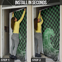 Japanese Asanoha Pattern Door Cover Water Breathing Slayer Dragon - Polynesian Pride