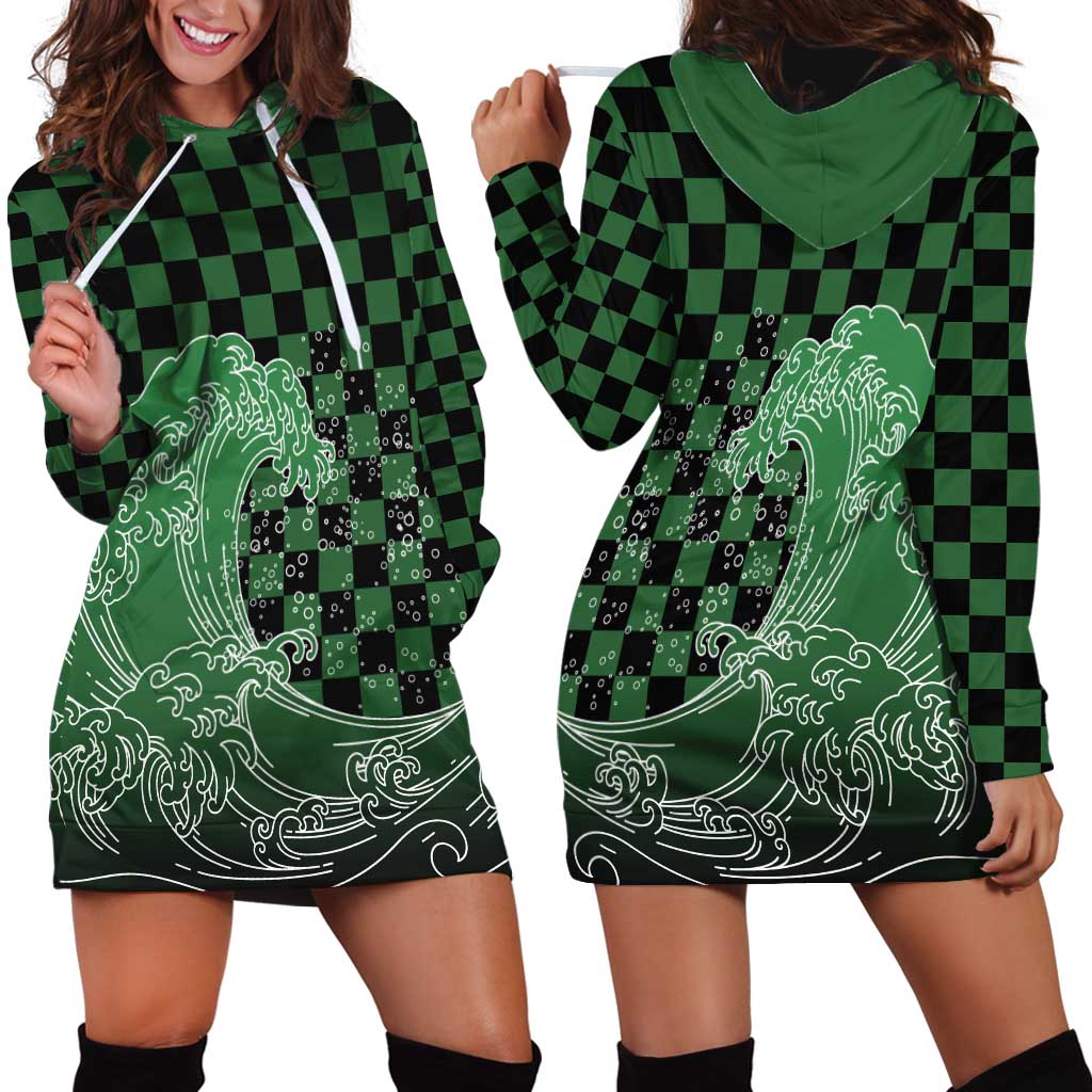 Japanese Asanoha Pattern Hoodie Dress Water Breathing Slayer Dragon - Polynesian Pride
