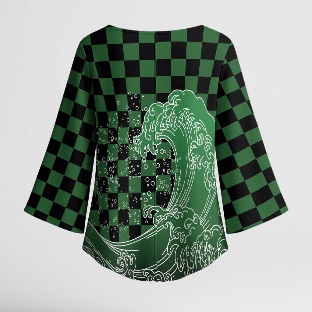 Japanese Asanoha Pattern Kimono Sleeve Blouse Water Breathing Slayer Dragon LT9 - Polynesian Pride