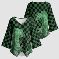 Japanese Asanoha Pattern Kimono Sleeve Blouse Water Breathing Slayer Dragon LT9 - Polynesian Pride