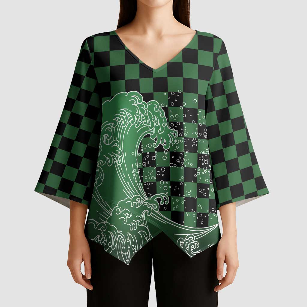 Japanese Asanoha Pattern Kimono Sleeve Blouse Water Breathing Slayer Dragon LT9 - Polynesian Pride