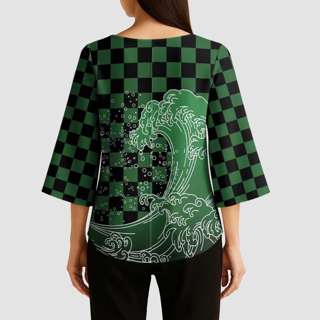 Japanese Asanoha Pattern Kimono Sleeve Blouse Water Breathing Slayer Dragon LT9 - Polynesian Pride