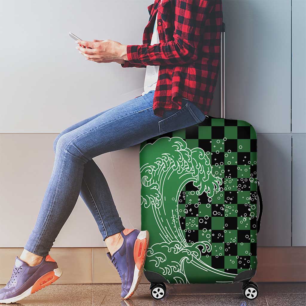 Japanese Asanoha Pattern Luggage Cover Water Breathing Slayer Dragon - Polynesian Pride