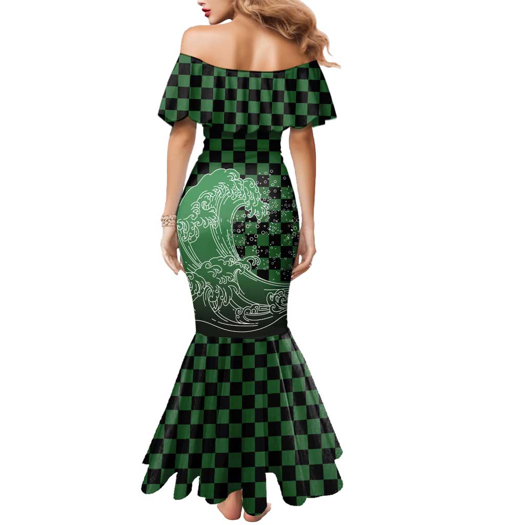Japanese Asanoha Pattern Mermaid Dress Water Breathing Slayer Dragon - Polynesian Pride