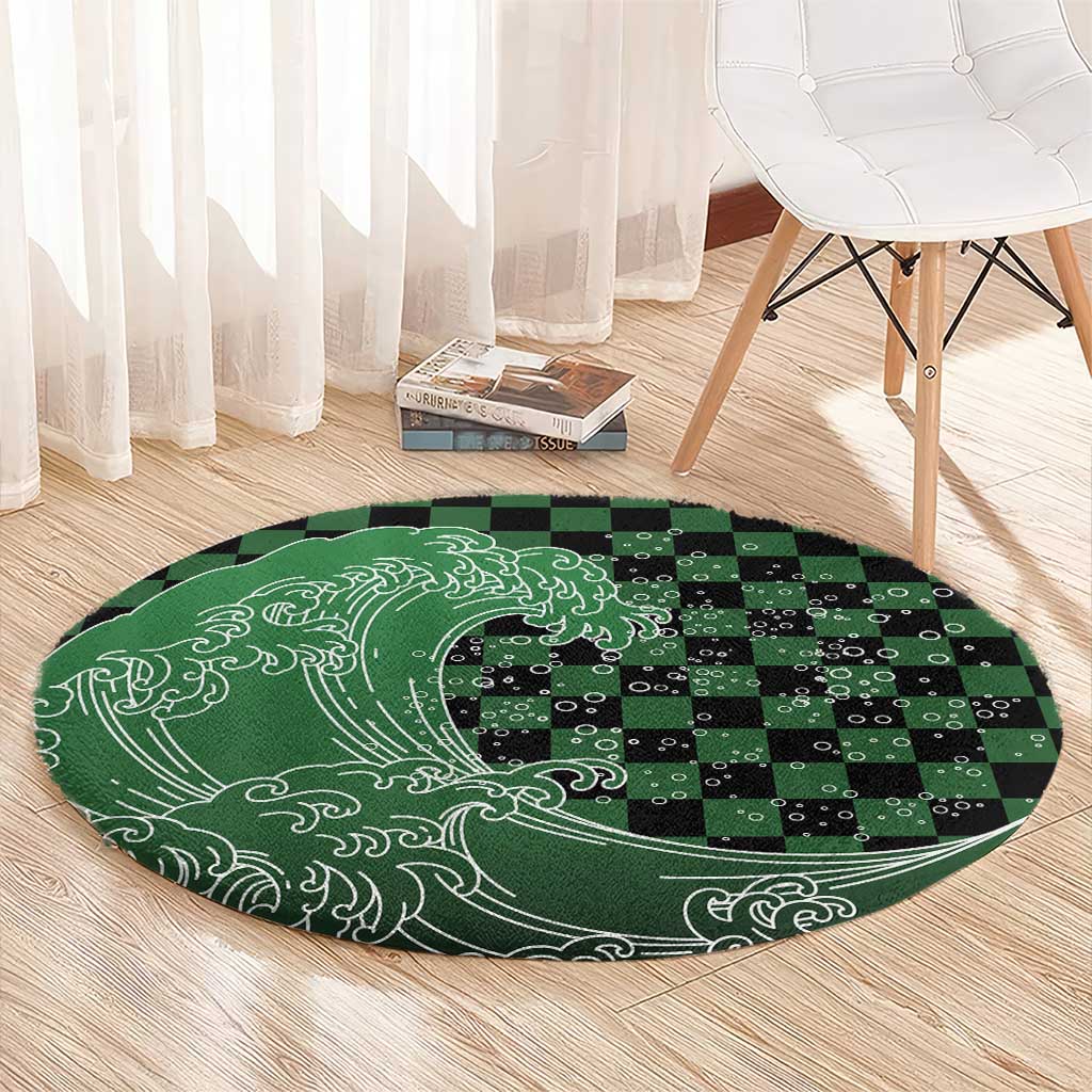 Japanese Asanoha Pattern Round Carpet Water Breathing Slayer Dragon - Polynesian Pride