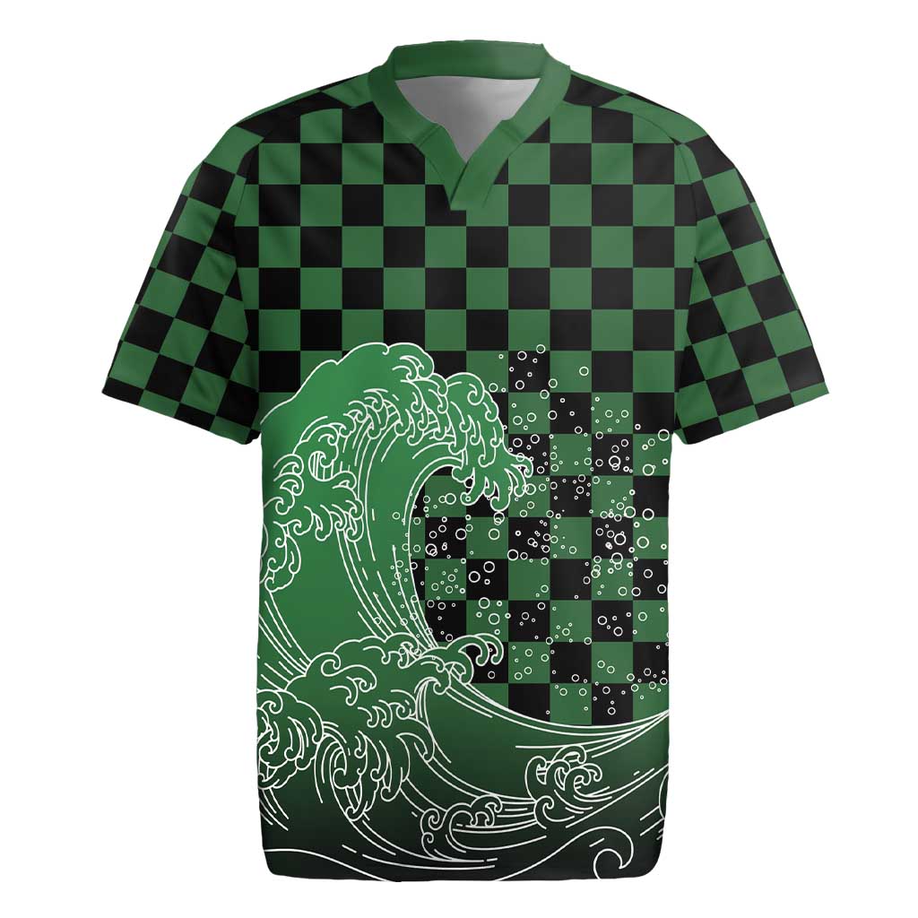 Japanese Asanoha Pattern Rugby Jersey Water Breathing Slayer Dragon LT9 Green - Polynesian Pride