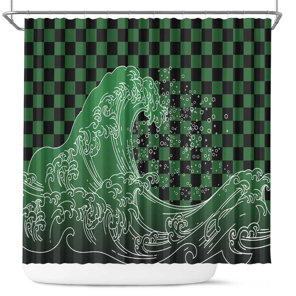 Japanese Asanoha Pattern Shower Curtain Water Breathing Slayer Dragon - Polynesian Pride