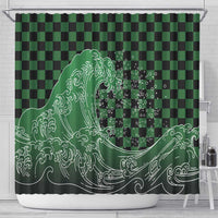 Japanese Asanoha Pattern Shower Curtain Water Breathing Slayer Dragon - Polynesian Pride